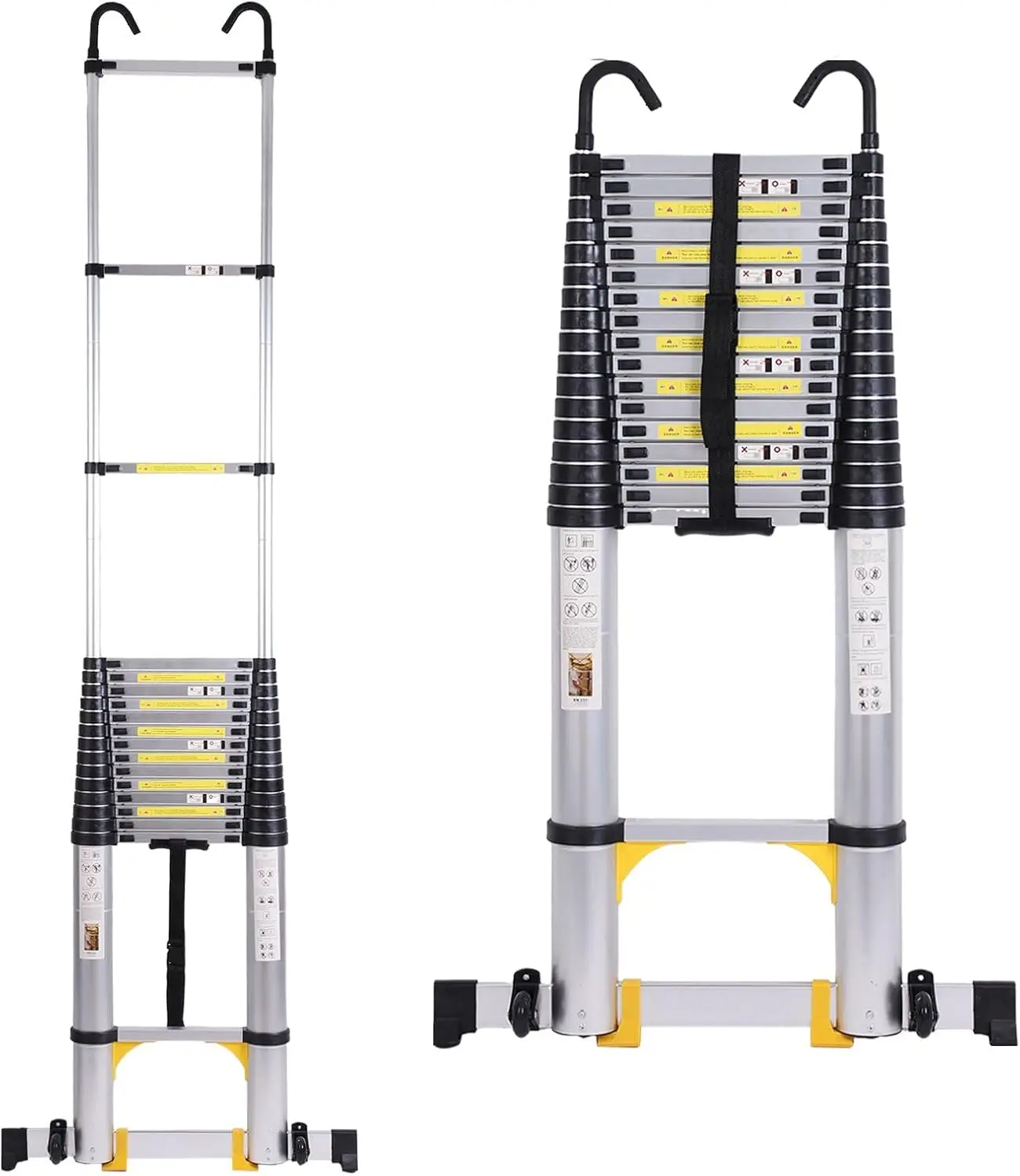 

Telescoping Ladder, 26.2FT Aluminum Lightweight Extension Ladder with Non-Slip Feet and 2 Triangle Stabilizers, for RV, Househol