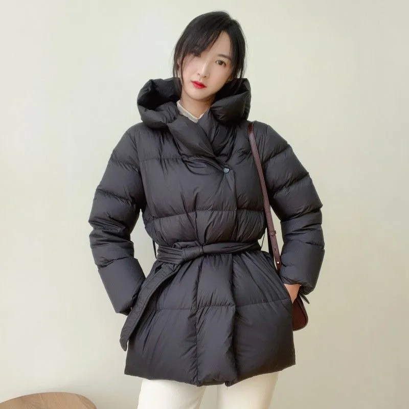 2023 New Small Down Jacket Women Mid-length Waist Slimming 90 White Duck Down Thickened Premium Fashion Soft Comfortable Jacket