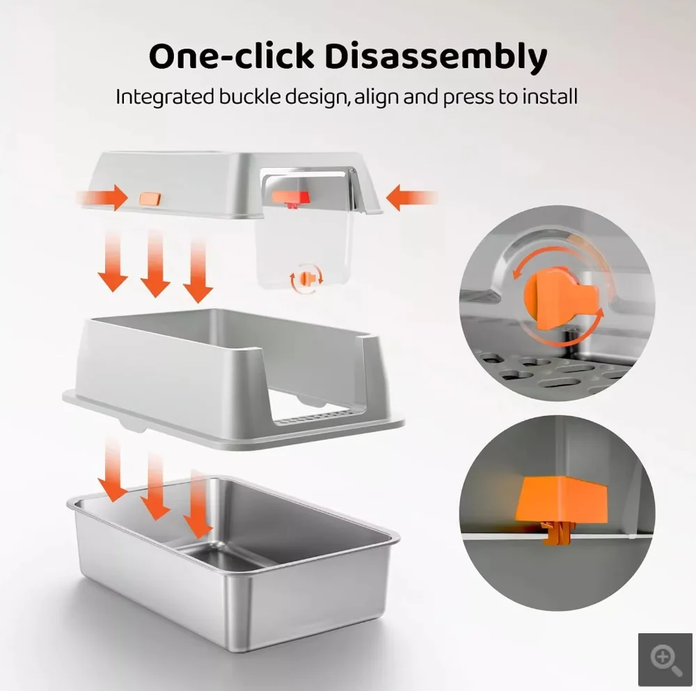 

Новый дизайн, полностью закрытый туалет для домашних животных, туалет для кошек, большой космический портативный ящик для кошачьего туалета из нержавеющей стали