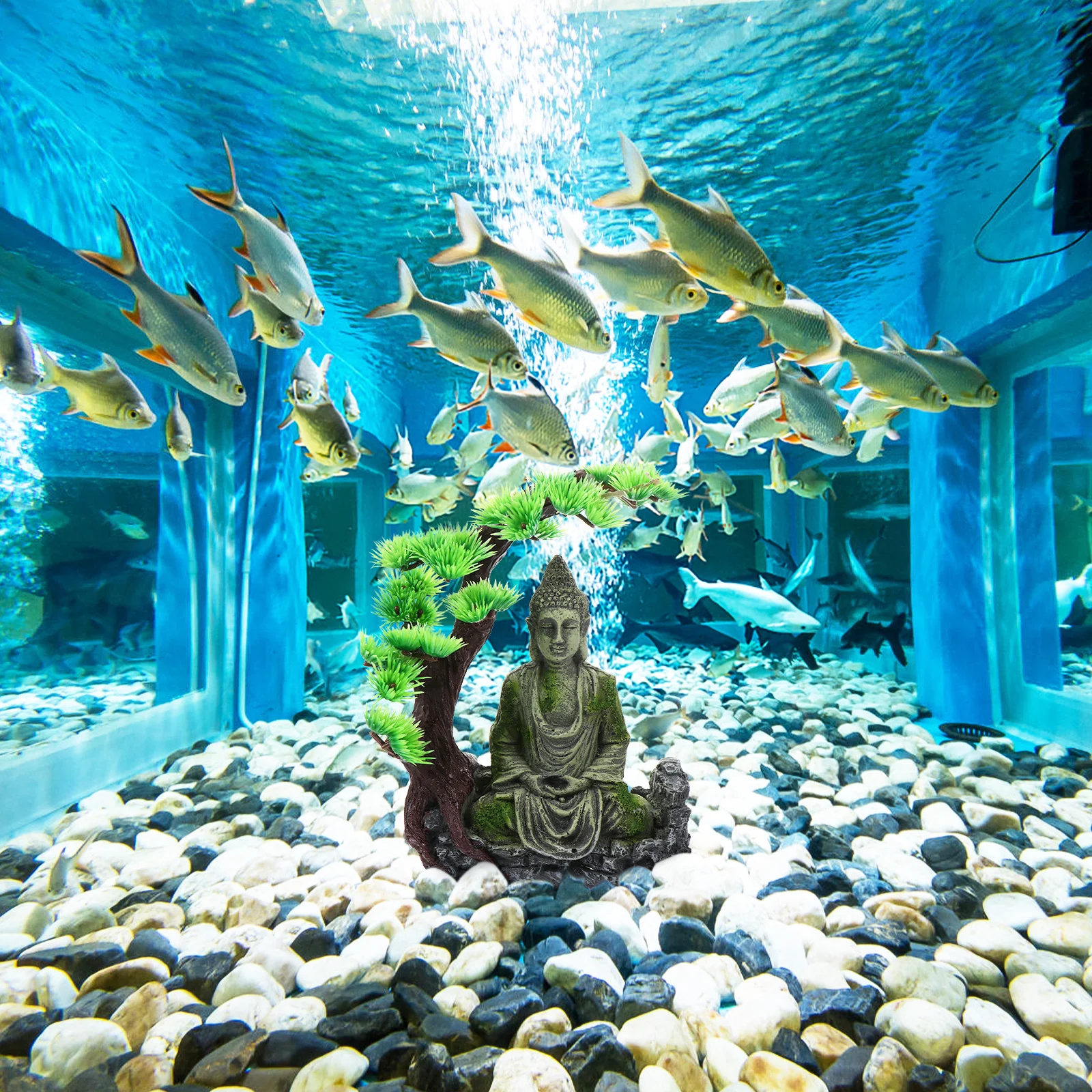 

Aquarium Buddha Sitting Statue Resin Ornament Fish Tank Landscape Aquarium Decoration Pet Hideaway Resin Ornament Decor