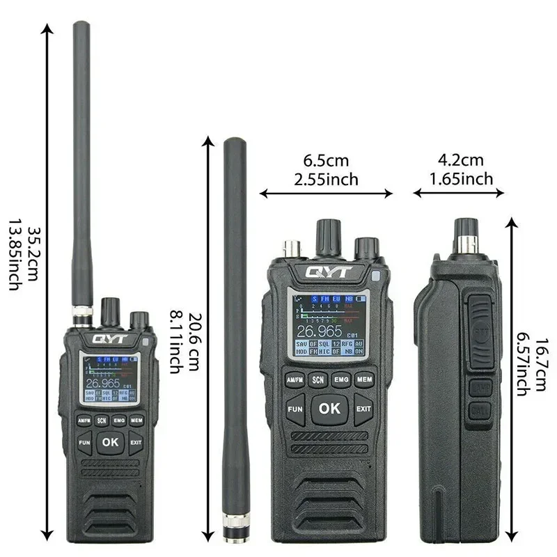 Original QYT 27MHz CB-58 Radio estándar de mano 26.965-27.405MHz 40 canales AM/FM CB Radio Walkie Talkie con batería de 4100mAh