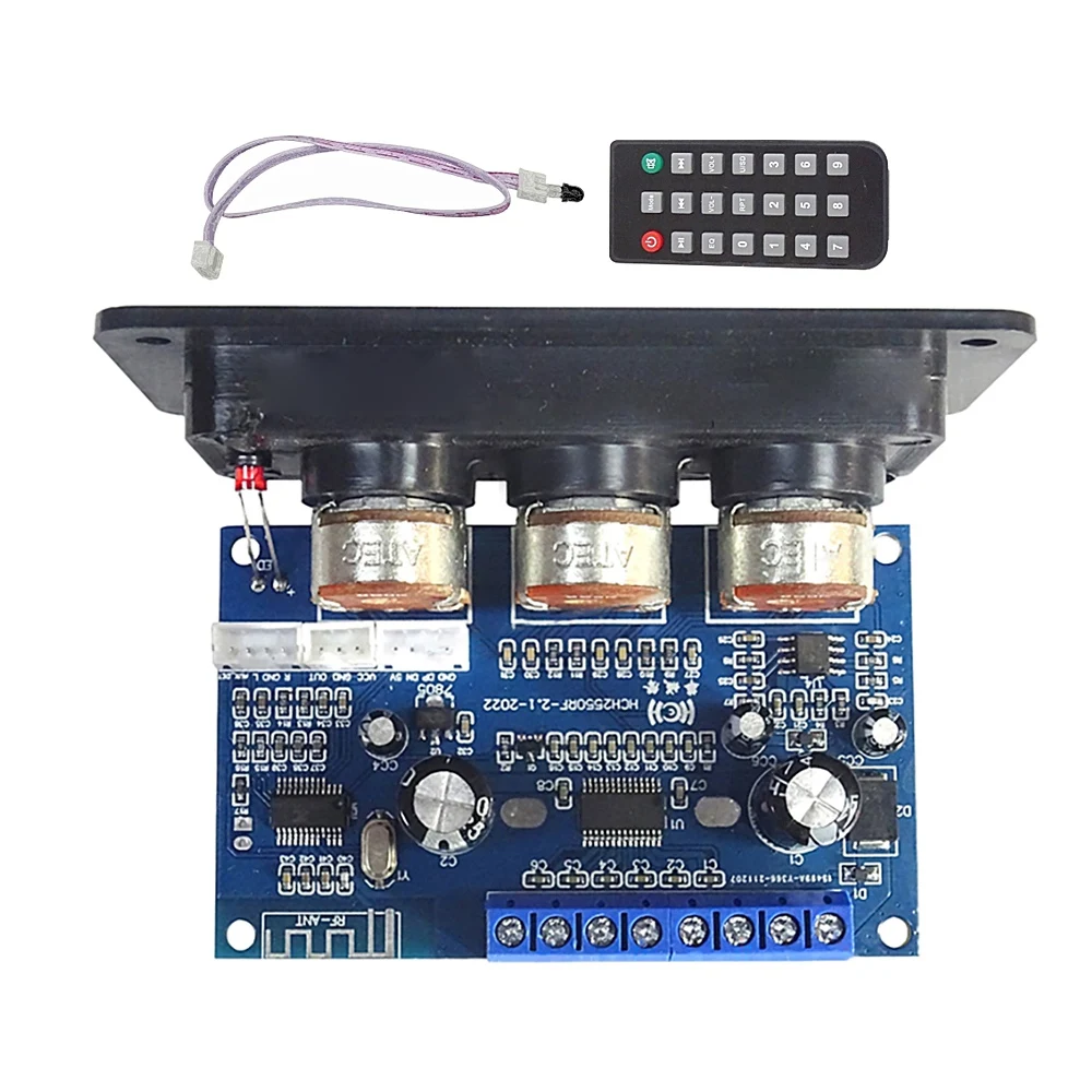 2.1 Kanaals Digitale Versterker Board met Afstandsbediening 2x25 W + 50 W BT5.0 Subwoofer Klasse D Versterker Board DC12-20V