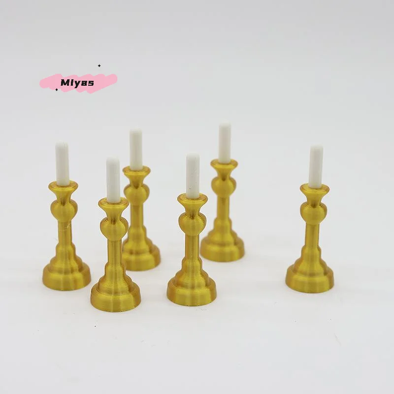 1/2 pezzi portacandele dorato in miniatura per casa delle bambole 1/12 mini candeliere modello casa delle bambole sala da pranzo decorazioni per la casa accessori fai da te