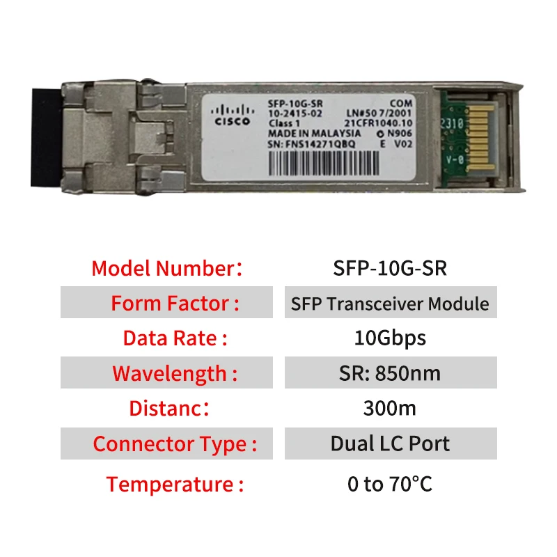 Original NewCISCO SFP+ 10G SR Optic Module MM850nm 300M 10G Duplex LC Optical Fiber Module Wholesale price