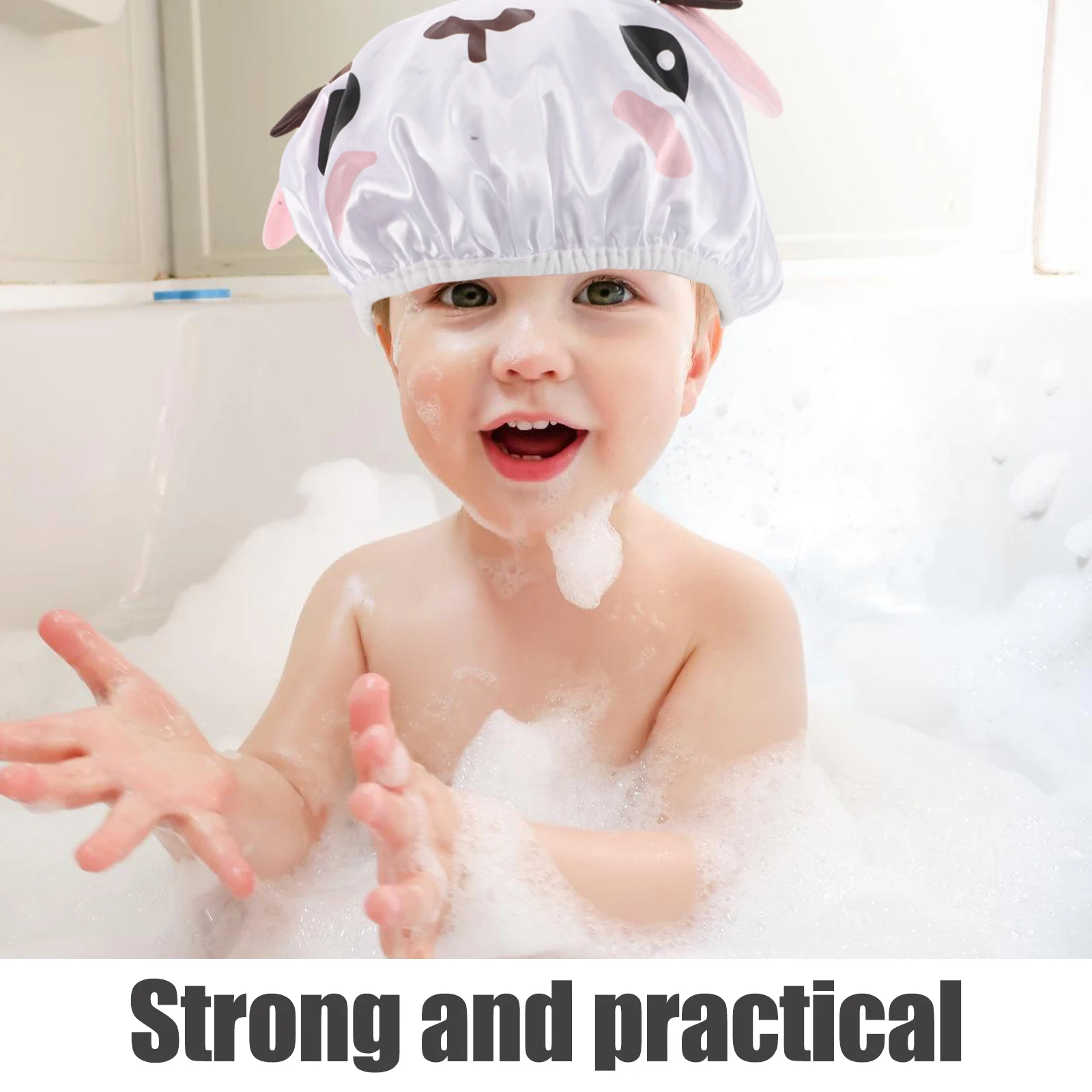 

2 Pcs 's Shower Cap Elastic Hair Double Layer Band Bath Hat Cute Shampoo Pvc Fashionable Bathing Accessories Caps
