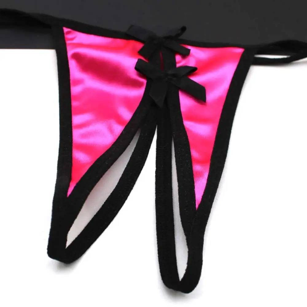 شفافة G-سلاسل منخفضة الخصر بلون رقيقة حزام الساتان الملابس الداخلية النساء سراويل الجنس سيور T-السراويل
