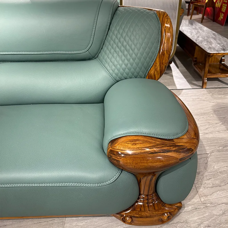 Modern simple ebony sofa top layer cowhide modern luxury villa large apartment