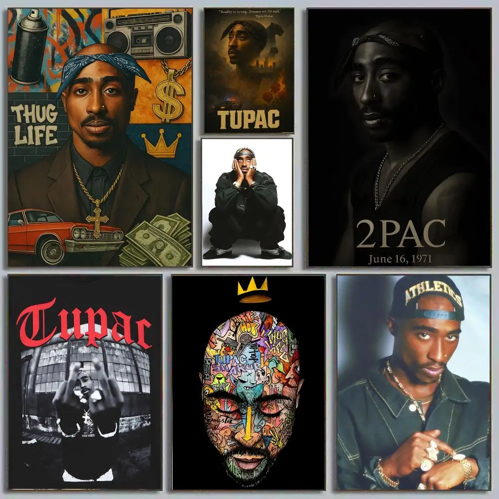 Tupac Shakur 2Pac All Eyez On Me West Coast Rap Hip-Hop Icon Painting Calligraphy Poster Eco-Friendly Decor Frameless Canvas