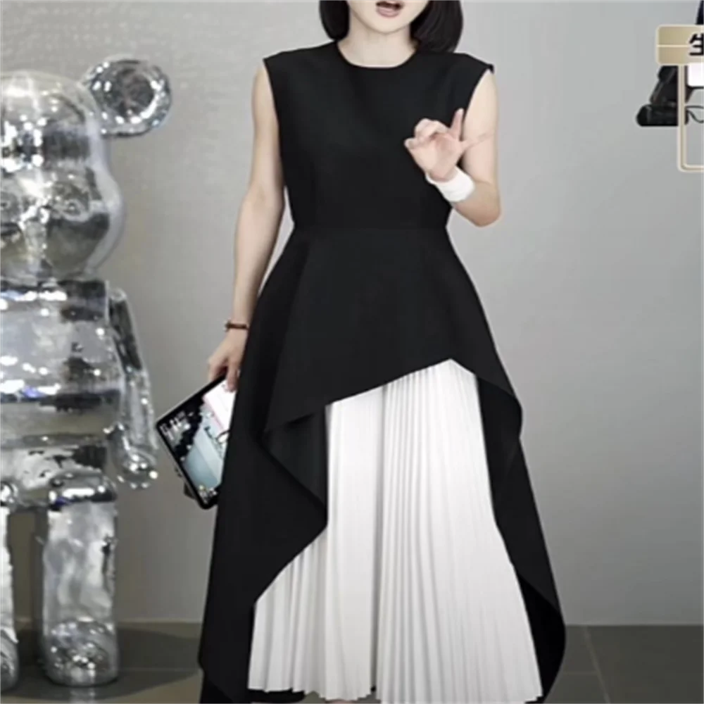 

black white spliced dress women summer new fashion party dresses women evening