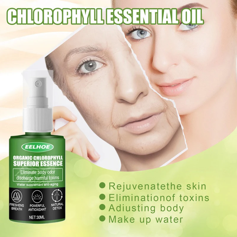 30ml Chlorophyll Essential Oil Liquid Energy Booster for Men Women Skin Care Chlorophyll Drops Extract