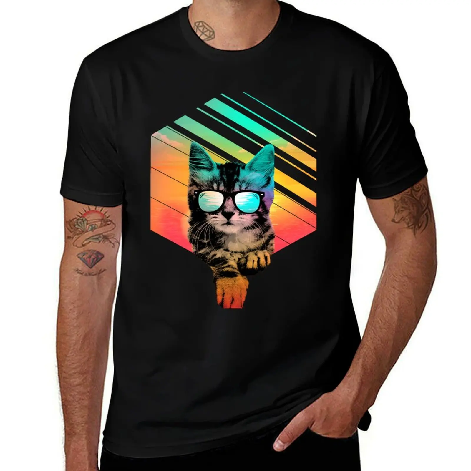 

Cute summer kitten T-Shirt anime t shirts oversize funny t shirts cotton T-Shirt