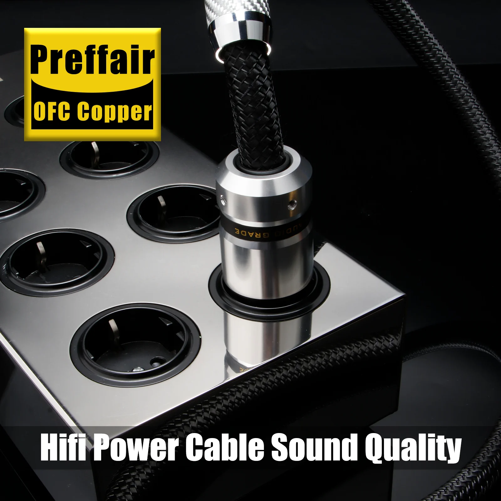 Preffair D503P080 Hi-End 12AWG C19-Stromkabel US/EU, reines Kupfer, 20 A, IEC-Buchsenstecker für DAC/Netzfilter/Verstärker/Subwoofer – Detail 3