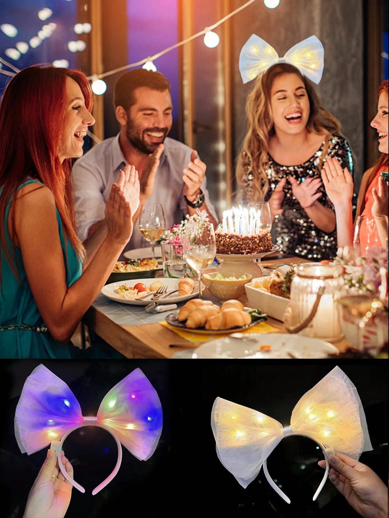 

20pcs Butterfly Knot Fairy Headband Headband Party Wreath Set, Female Adult Luminous Neon Party Hair Accessories, Wedding, Birth