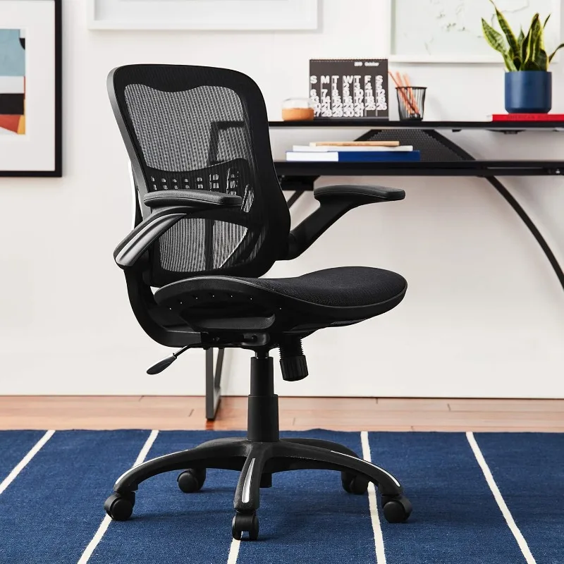 Ventilated Manager's Office Desk Chair with Breathable Mesh Seat and Back, Black Base, Black