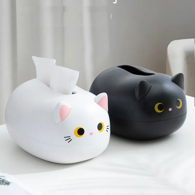 Kawaii Cat กล่องเดสก์ท็อปห้องน้ำที่ยึดกระดาษห้องครัวผ้าเช็ดปากกล่องเก็บ Wc Wadah Kertas สไตล์นอร์ดิกตกแต่ง