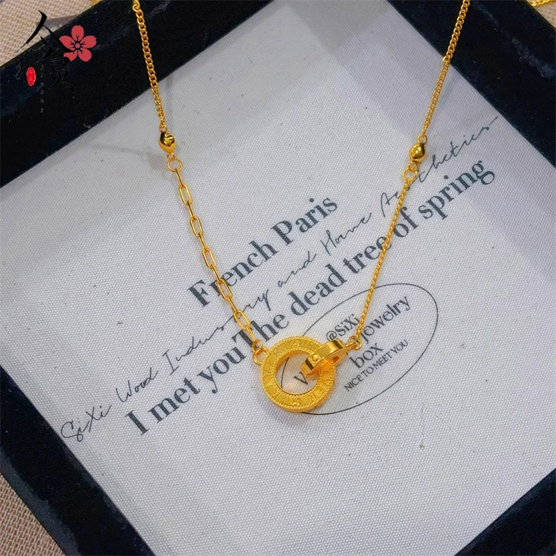 

Высококачественное золотое двойное кольцо AU750, женское ожерелье неправильной формы, модное темпераментное ожерелье 18 карат с кисточкой на ключицу, ювелирное изделие, подарок