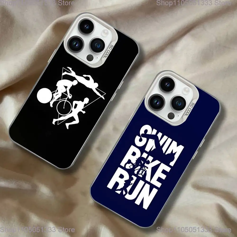 

Triathlon Swim Bike Run Tri Life Phone Case For iPhone 16,15,14,13,12,11,Pro,XS,Max,Plus,Mini White Candy Matte Shockproof Cover