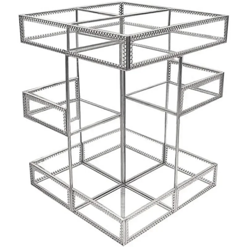 

A 360 Degree Rotation Makeup Organizer Antique Countertop Cosmetic Storage Box Mirror Glass Beauty Display