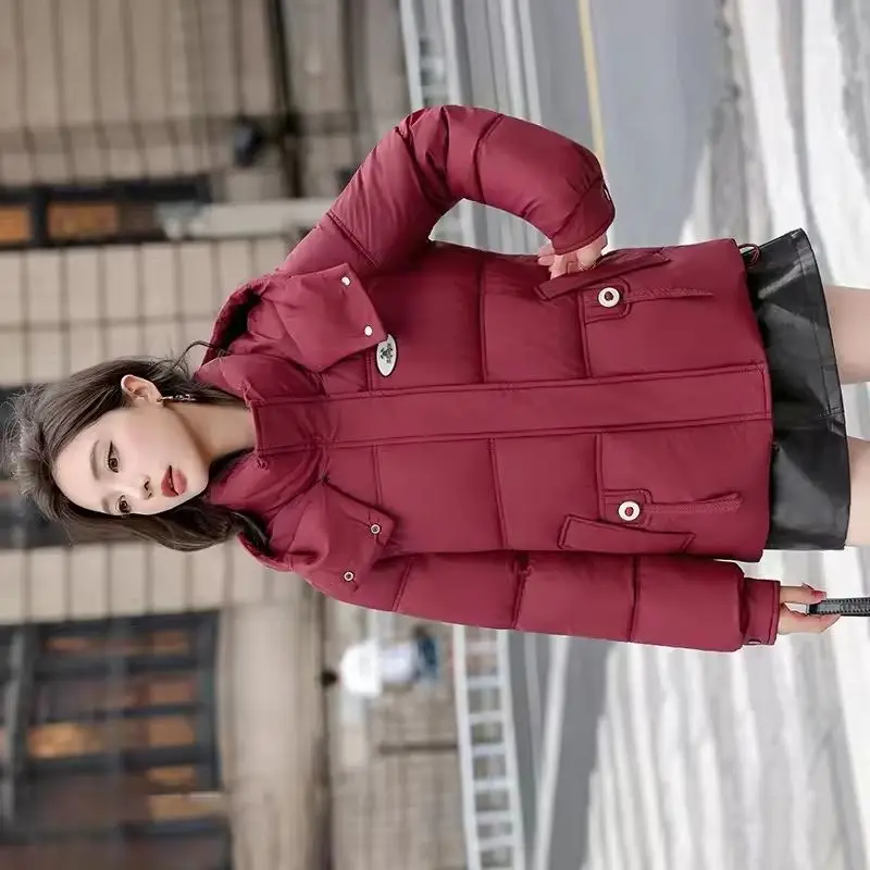 

Winter New Korean Short Down Cotton Jacket Women Parkas Casual Loose All-Match Elegant Hooded Overcoat Outerwear Female Tops