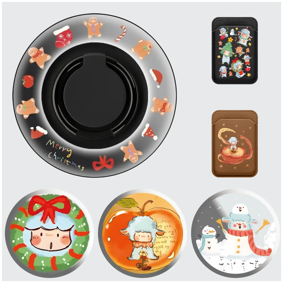 

Christmas Lamb Magnetic Phone Grip Stand for IPhone 17 Pro Max Holder Mount Support for S25U Card Holder