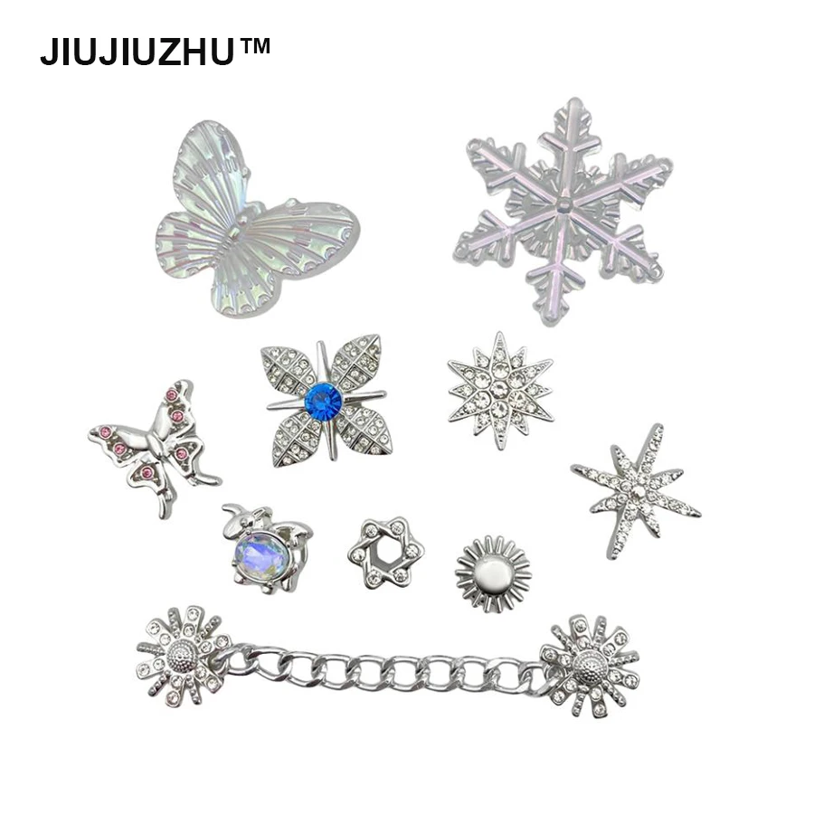 

1 комплект, снежинка, бабочка, звезда, роскошные украшения, подвески, подходят для Crocs, сабо, сумка из ЭВА