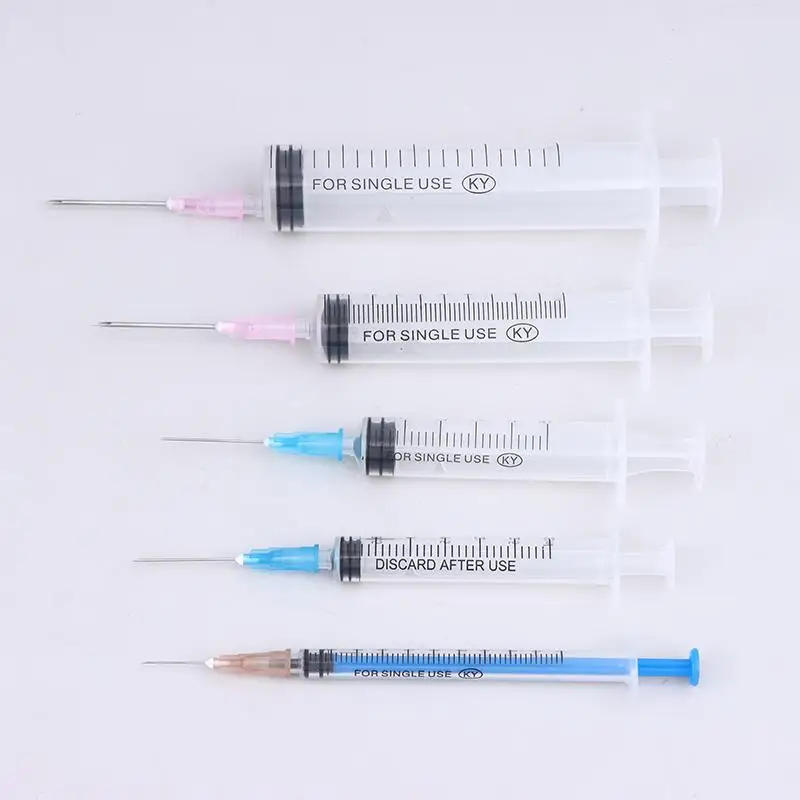 Seringa aplicadora de cola de plástico + metal TE5PCS com agulha de ponta romba e tampa, para líquidos, cola, tinta, perfume, fabricação de brilho labial