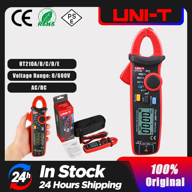 UNI-T UT210E Mini Digitale AC DC Stroomtang Meter Spanning Voltmeter 100A Ampèremeter Tang Elektrische Frequentie Tester