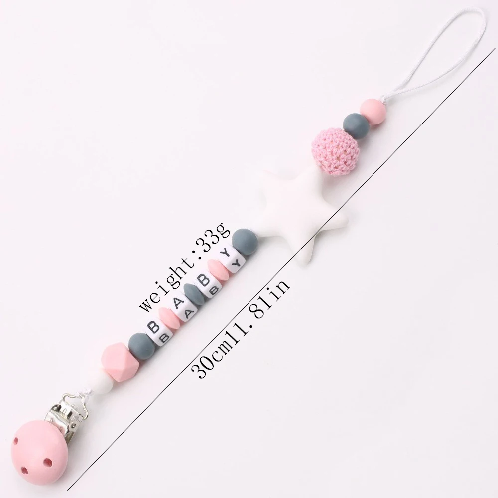 Baby Teether Pacifier Chain Silicone Five-pointed star Pacifier Clips Infant Nipple Appease Soother Chain Clip Dummy Holder Nipp