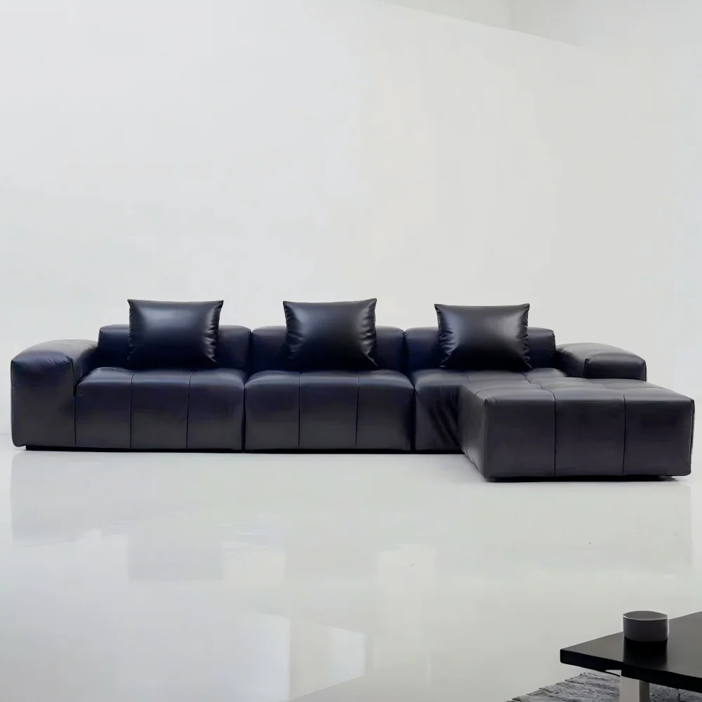High Quality Square Set for Living Room Sofas Wrapping Premium Oil Wax Fabric and Nylon Resistant Polymer Compressible Sponge