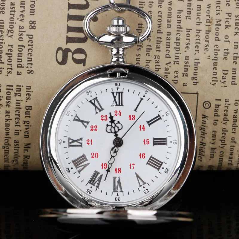 ساعة جيب كوارتز فضية ناعمة مع سلسلة ساعة Steampunk وقلادة مع سلسلة هدايا للنساء والرجال Reloj De Bolsillo