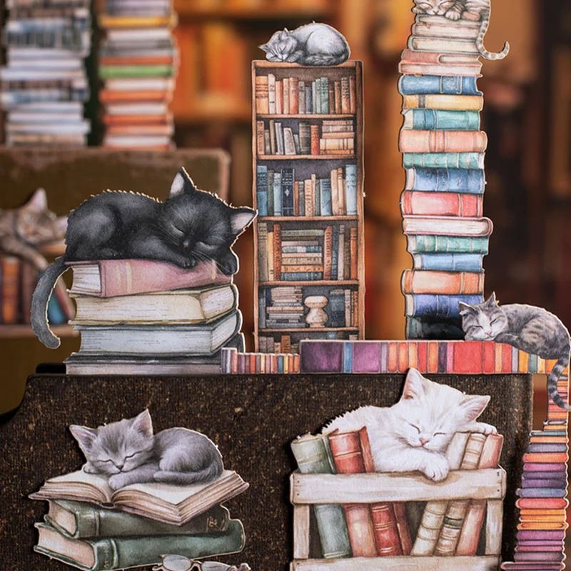 

Mr Paper 60 шт./пакет книжный шкаф и серия кошек книжный шкаф тема твердые наклейки для карт справочник материал наклейки DIY фоторамка