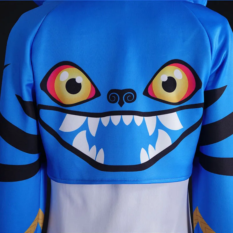 2026 جديد الكبار الاطفال شيطان الصيادين الأزرق النمر Kpop للنساء الفتيات أنيمي طباعة هوديي دعوى هالوين كرنفال الكرتون الملابس