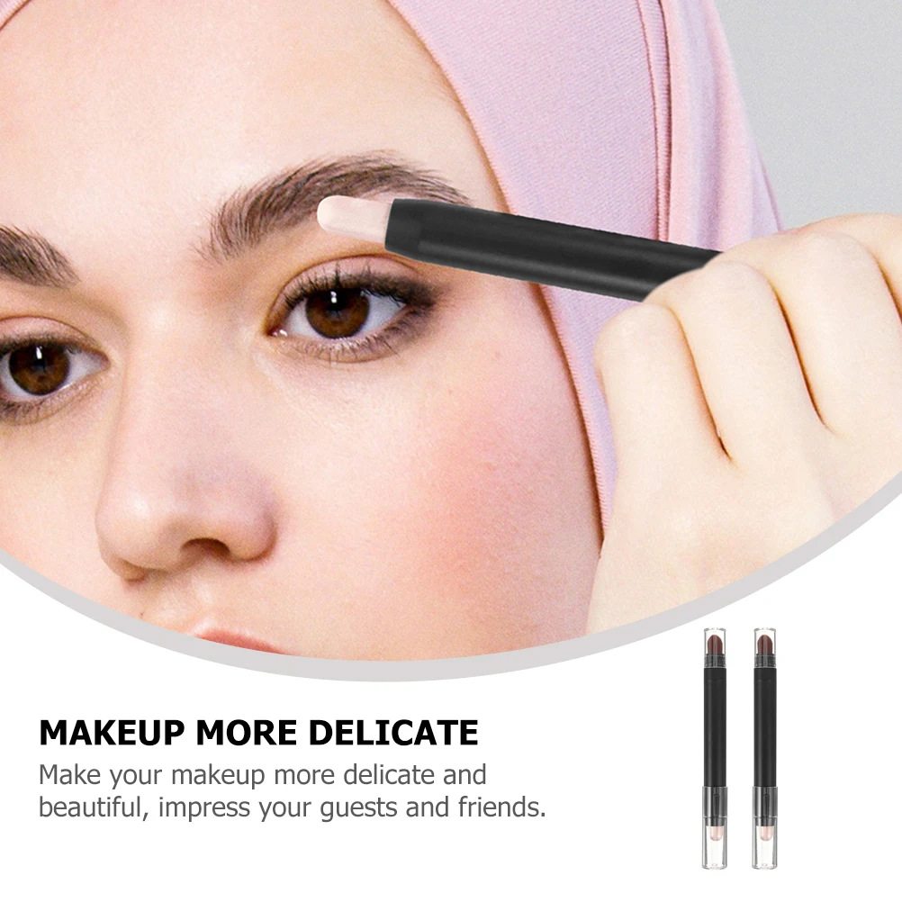 

2pcs Eye Shadow Stick Dual Sided Pencil Makeup Brushes Reusable Durable Various Occasions Party Gift