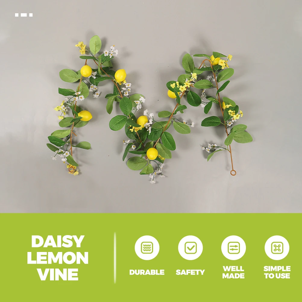 

Artificial Daisy Vine Rattan with Lemon Green Leaf Fresh Lifelike Fake Daisy Flower Rattan for Home Wedding Banquet Decoration