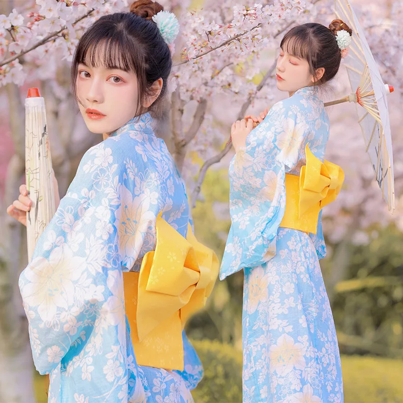 Traditional Kimonos Women Yukata Haori Long Bathrobe Vintage Stage Photography Cosplay Costumes Elegant Evening Party Dress