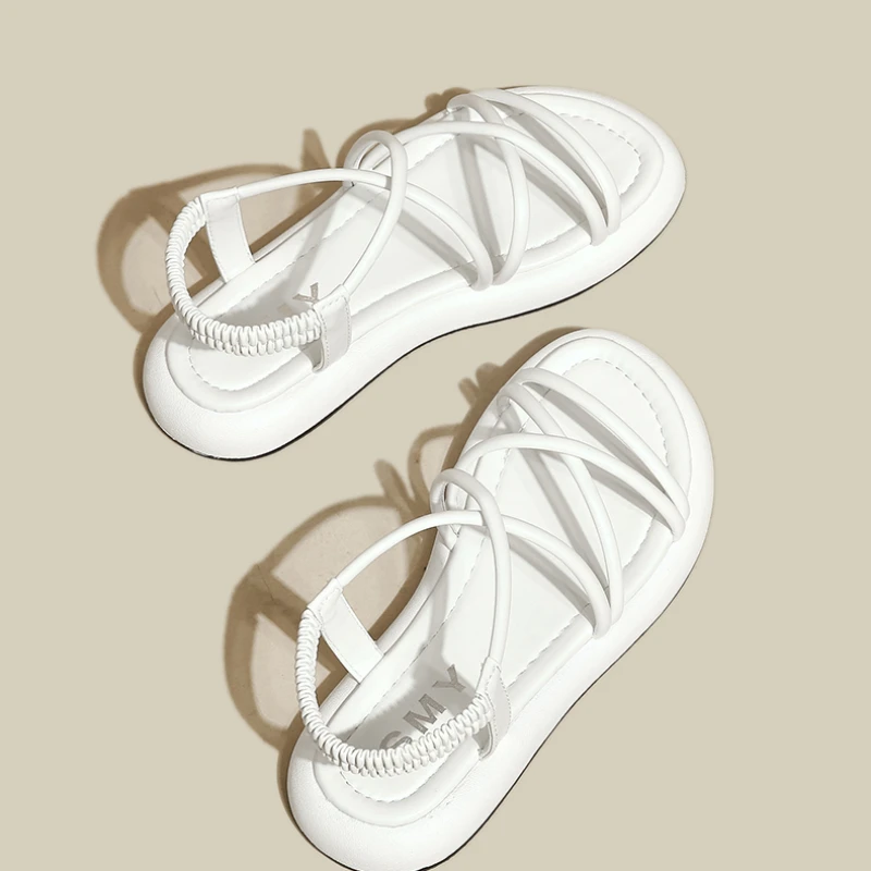 Thick Sole Sandals Women 2024 New Summer Soft Sole Elevated Casual Roman Sandals Small Womens Shoes Sandalias Mujer Sandal
