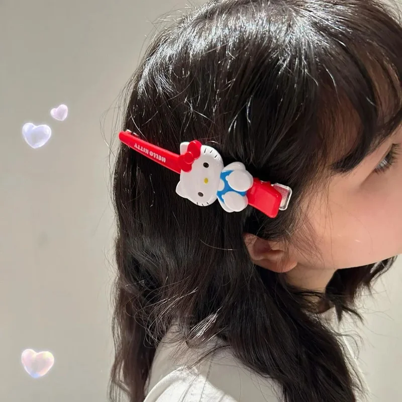 High Face Value Anime Hello Kitty Hairpin Cartoon Cute Girl's Heart Trendy and Versatile Decorative Bangs Hair Clips Girl Gift