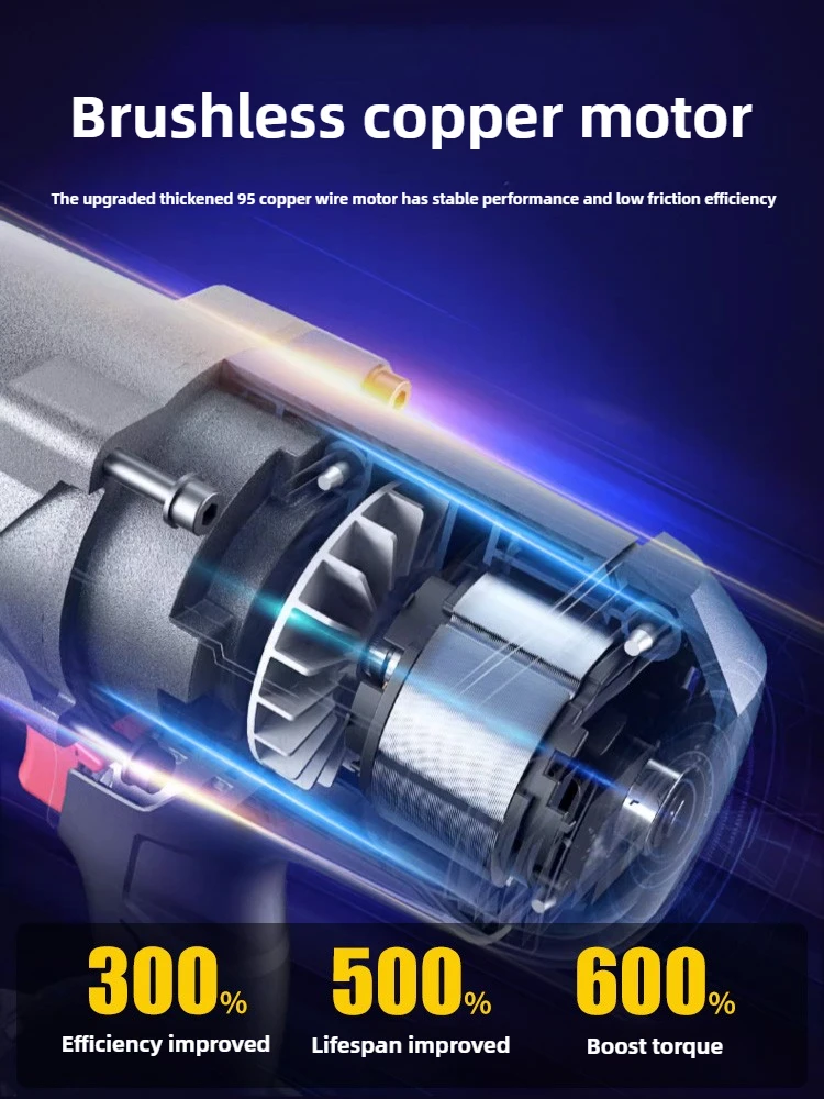 Krachtige elektrische sleutel met borstelloze impact met groot koppel voor autoreparatie en zware infrastructuurprojecten