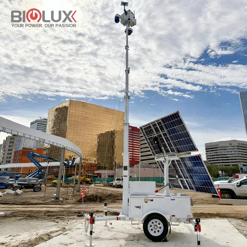 Solar Cctv Trailer Mobile Surveillance Tower 4G WIFI Cameras 4g Sim Card 360 Degree for Off-grid Security Farm Ranch Monitoring