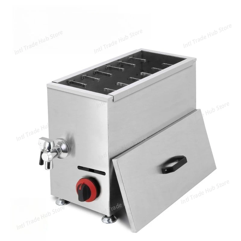 Hot Dog Roller Maker Sausage Cheese Snacks Food Commercial 21L Large Capacity Gas Cheese Hot Dogs Sticks with Deep Fryer Machine
