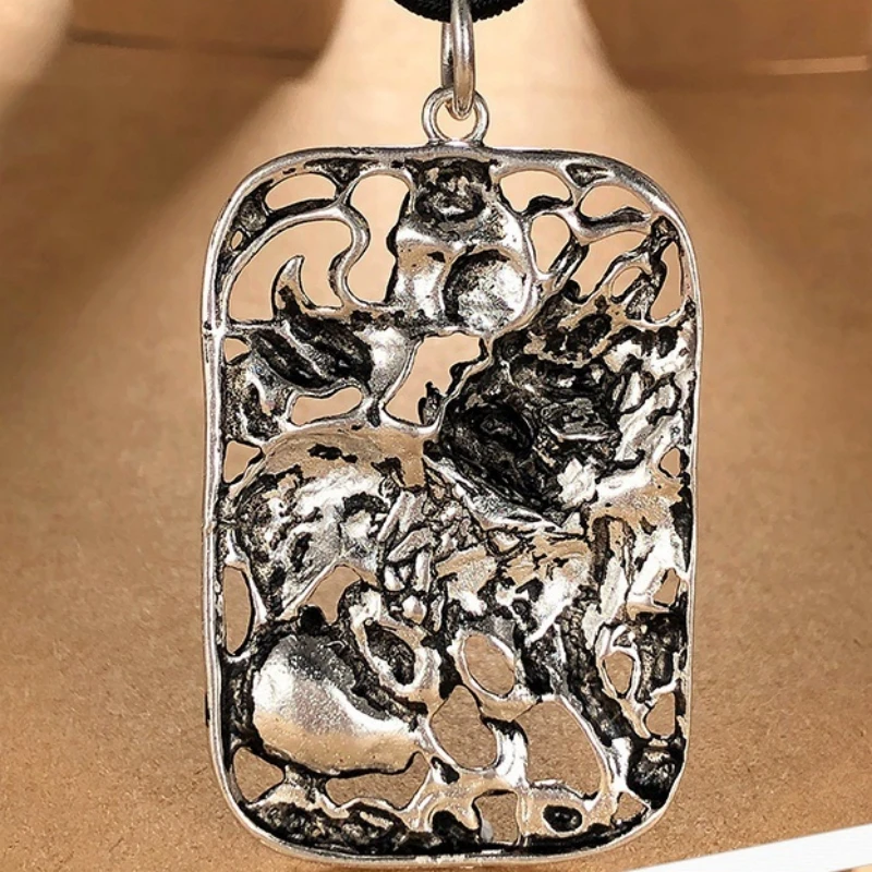 Ethnic Style Vintage Ancient Divine Beast Kylin Necklace Men Jewelry Lucky Animal Qilin Pendant Male Sweater Chain