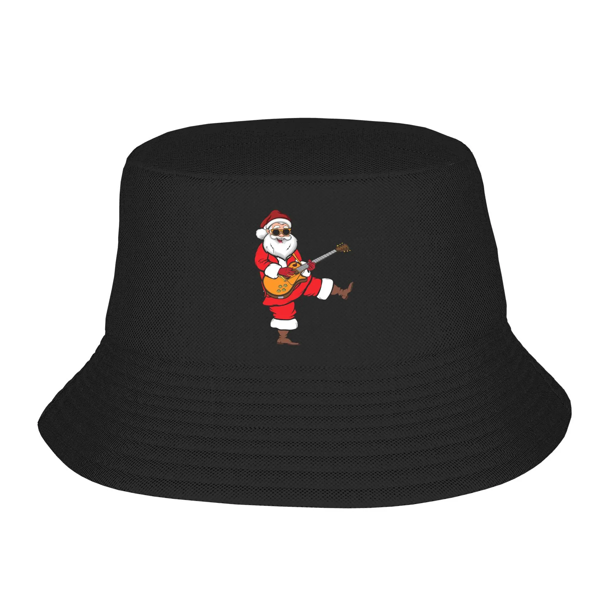 

Guitar Christmas Hard Rock Santa Claus Guitarist Bucket Hat Panama Bob Hats Outdoor For Summer Beach Fishing Fisherman Caps