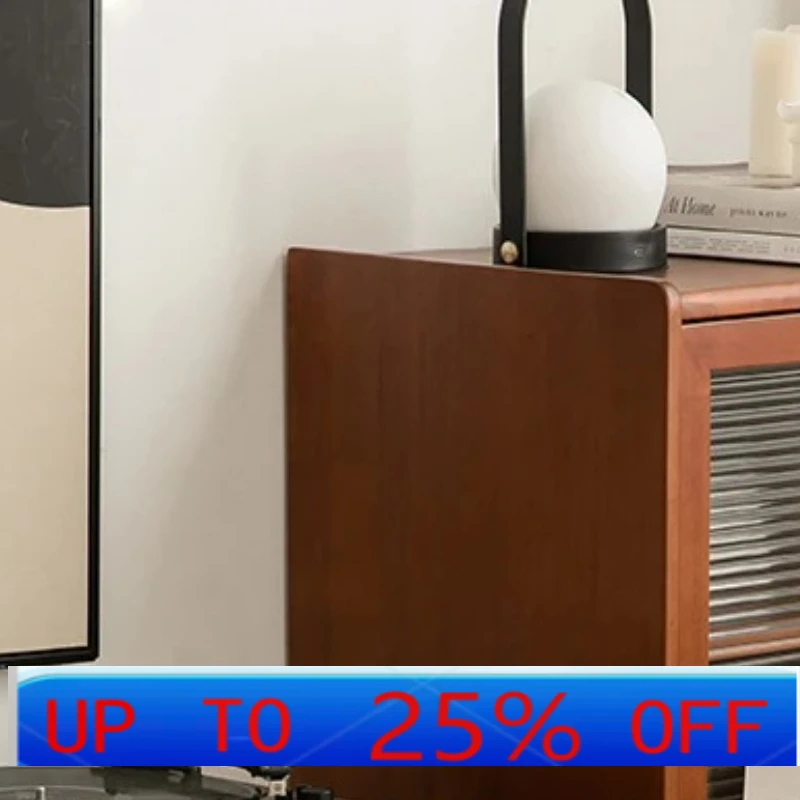 

LMM retro solid wood small side cabinet sofa locker entrance living room storage cabinet