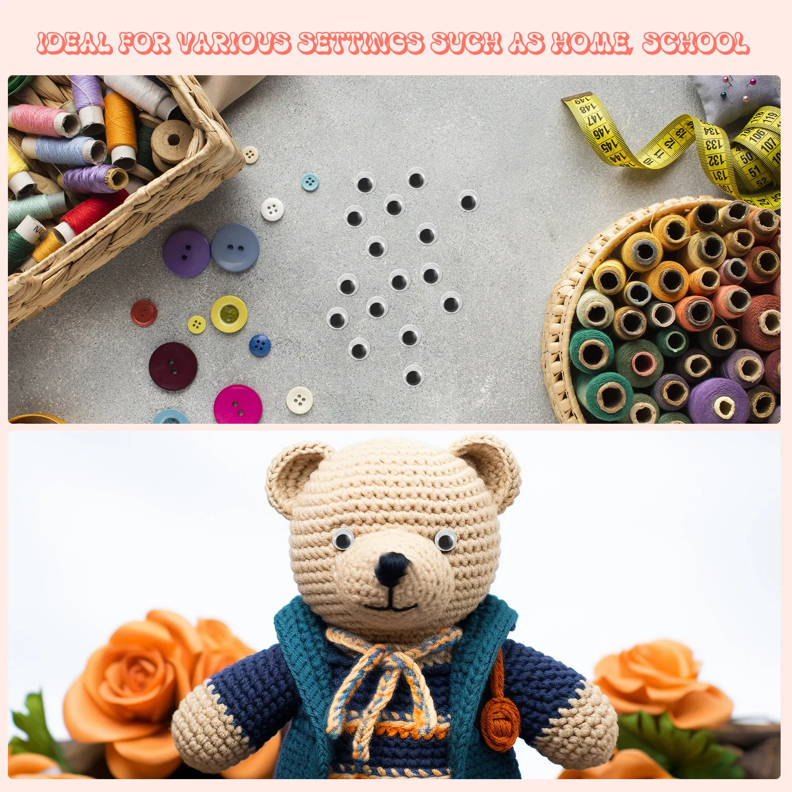 

50Pcs Movable Plastic Safety Eyes 18Mm Realistic Craft Eyes for Crochet Stuffed Animals Bear Making Supplies Kit