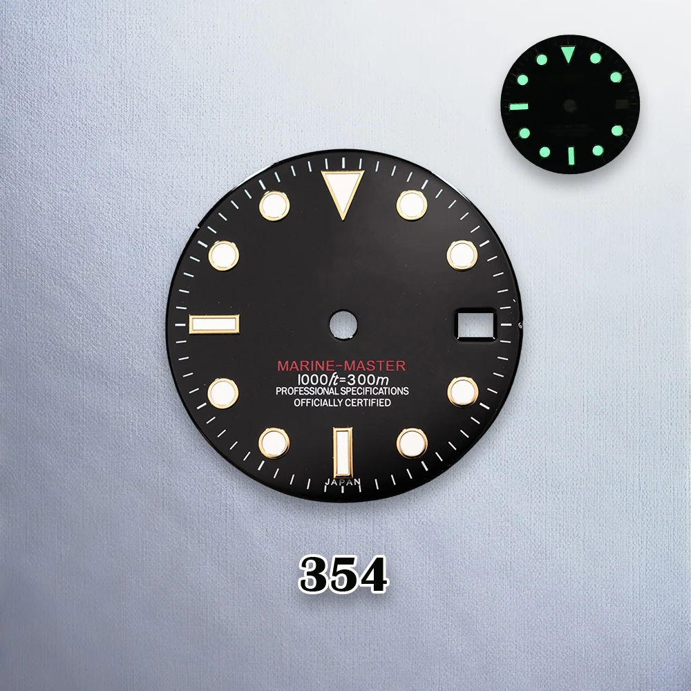 28.5mm S Logo P-ROSPEX Black Dial Green Noctilucent Fit NH35/NH36/7S Movement high quality Watch Modification Accessories ﻿