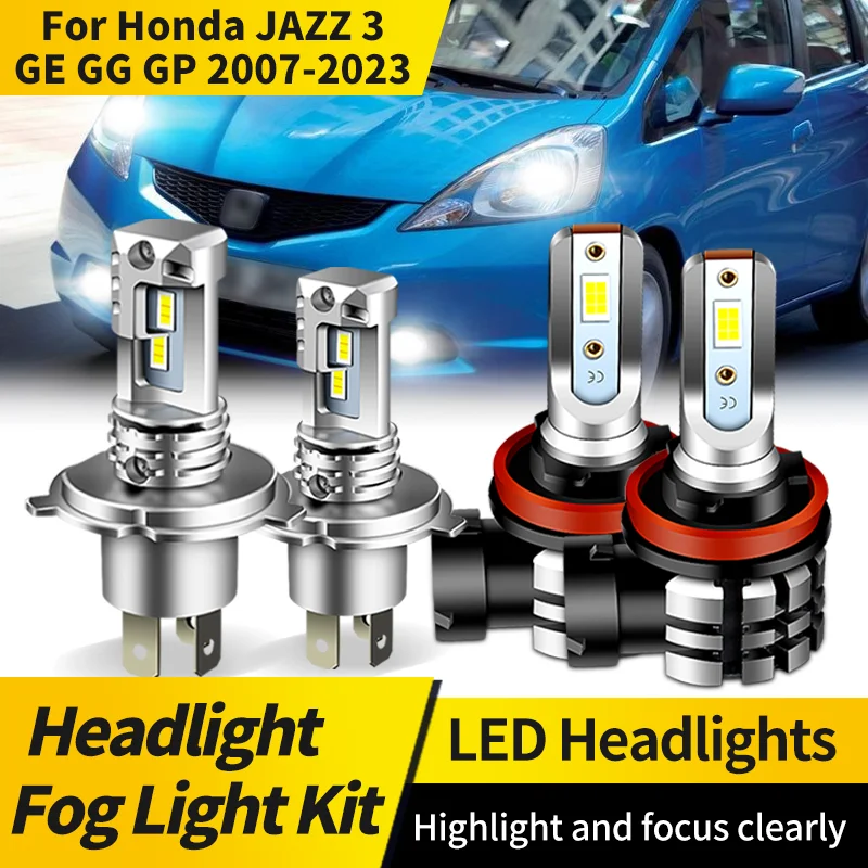 

2PCS For Honda JAZZ 3 GE GG GP 2007-2023 LED Headlight Bulbs H4 HB2 High Low Beam Lamp H11 Fog Light 6000K CSP for Car Headlamp