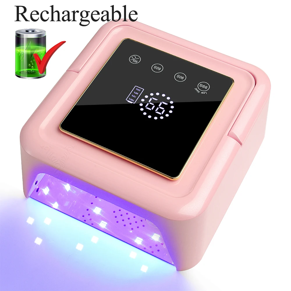 128W Built-in Battery Rechargeable Nail Lamp Wireless Nail Dryer Manicure Machine Professional Nail Polish Curing Lamp for Nail