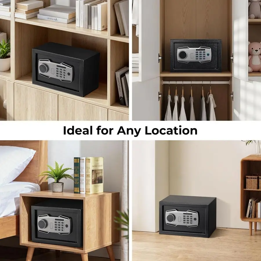 Brankas Sidik Jari Biometrik dengan Sistem Alarm, Kotak Kunci Akses 3 Arah dengan Keypad Elektronik, Layar Tampilan dan Port USBC untuk Rumah