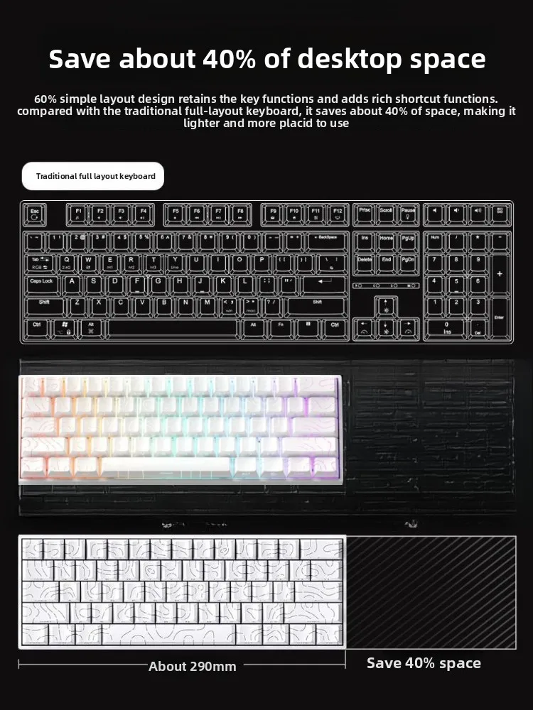 Teclado 60% Wireless Bluetooth 2.4G Mechanical Keyboard RGB Game Wired Computer Mobile Phone Mini Keyboards ipad Teclado Sem Fio - view 6