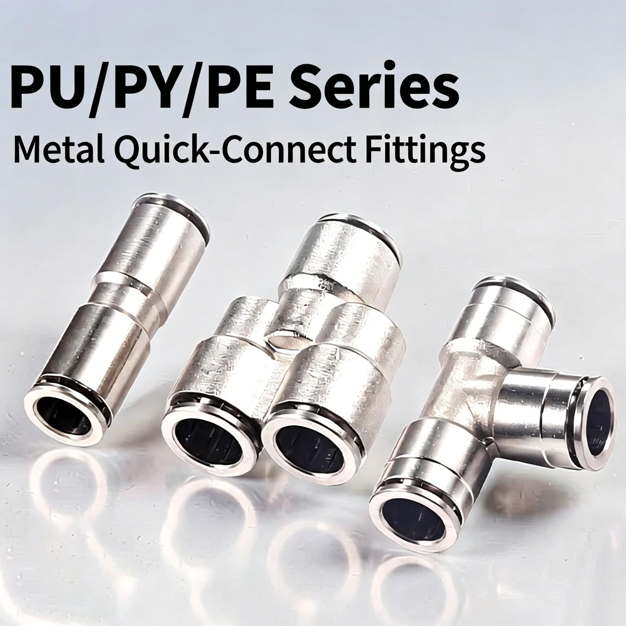 Coupling 4 6 8 10 12mm Nickel Plated High Pressure Tube Connector Pneumatic Air Hose Fitting PU PV PE PM PY Brass Metal Quick